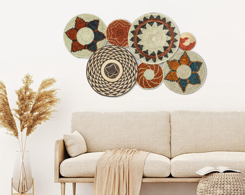 Set of 7 Handwoven wall baskets Set 47-7-N