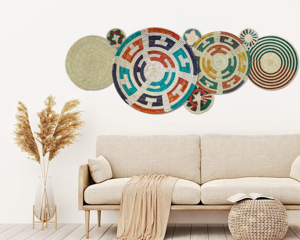 Set of 8 Handwoven wall baskets SET-328-8 N