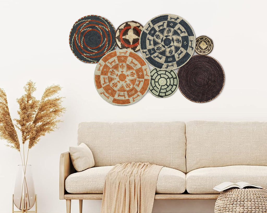 Set of 7 Handwoven wall baskets Set 45-7-N