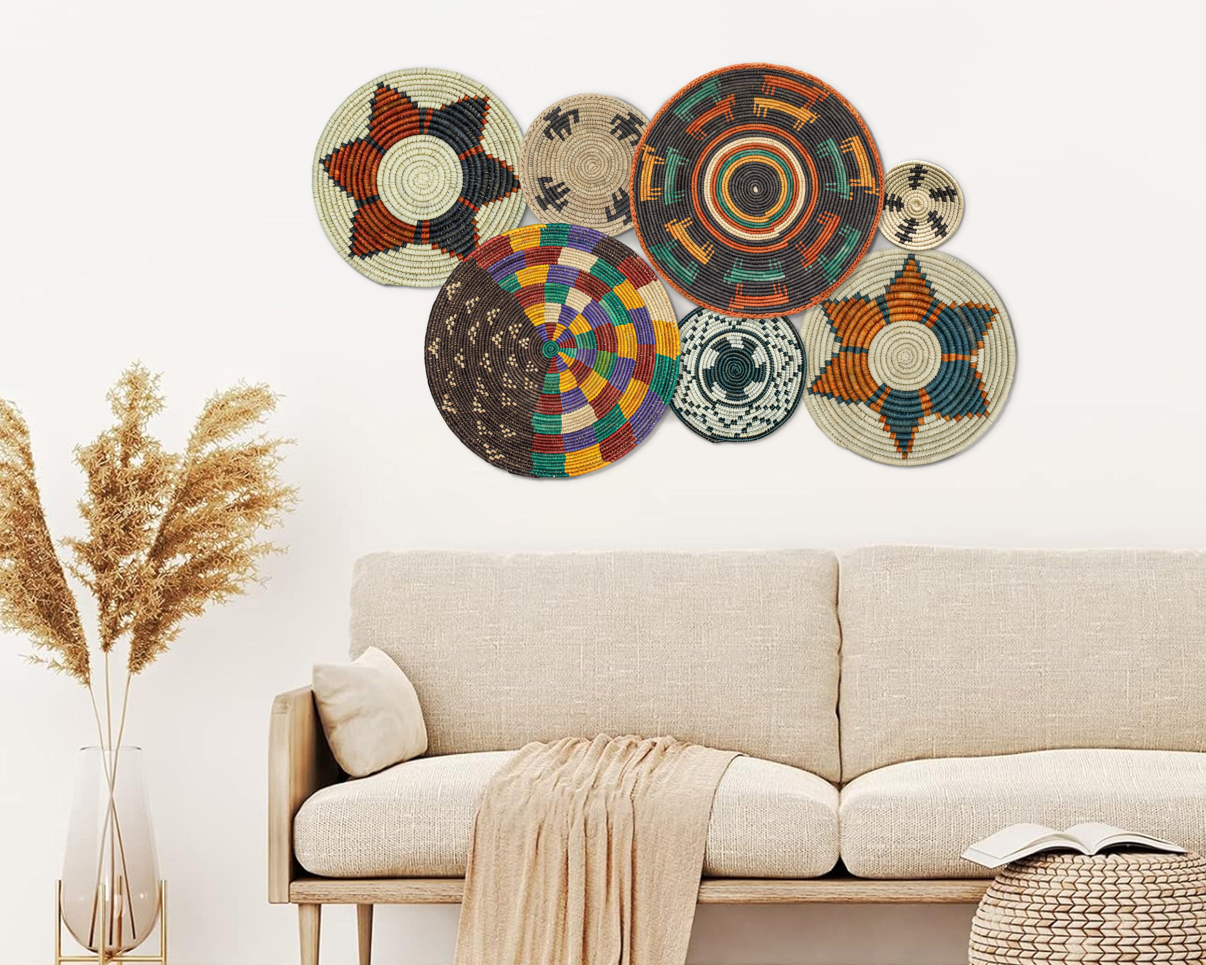 Set of 7 Handwoven wall baskets Set 42-7-N