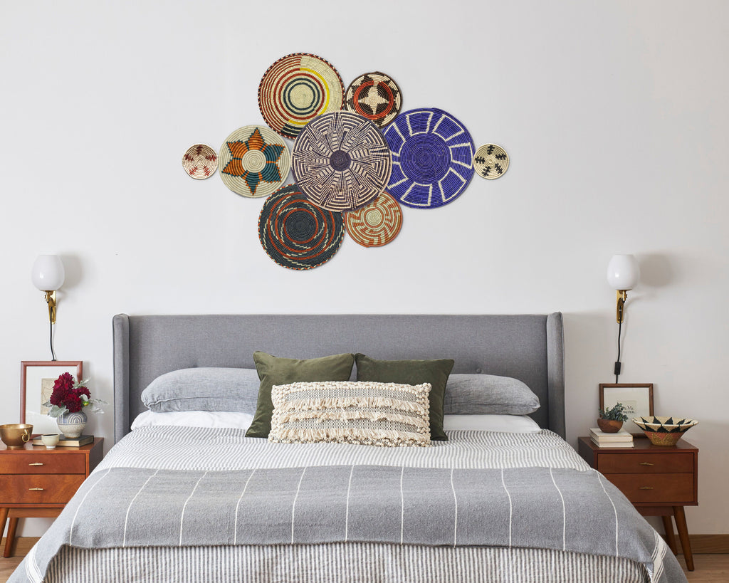 Set of 9 Handwoven wall baskets SET-19-9 N