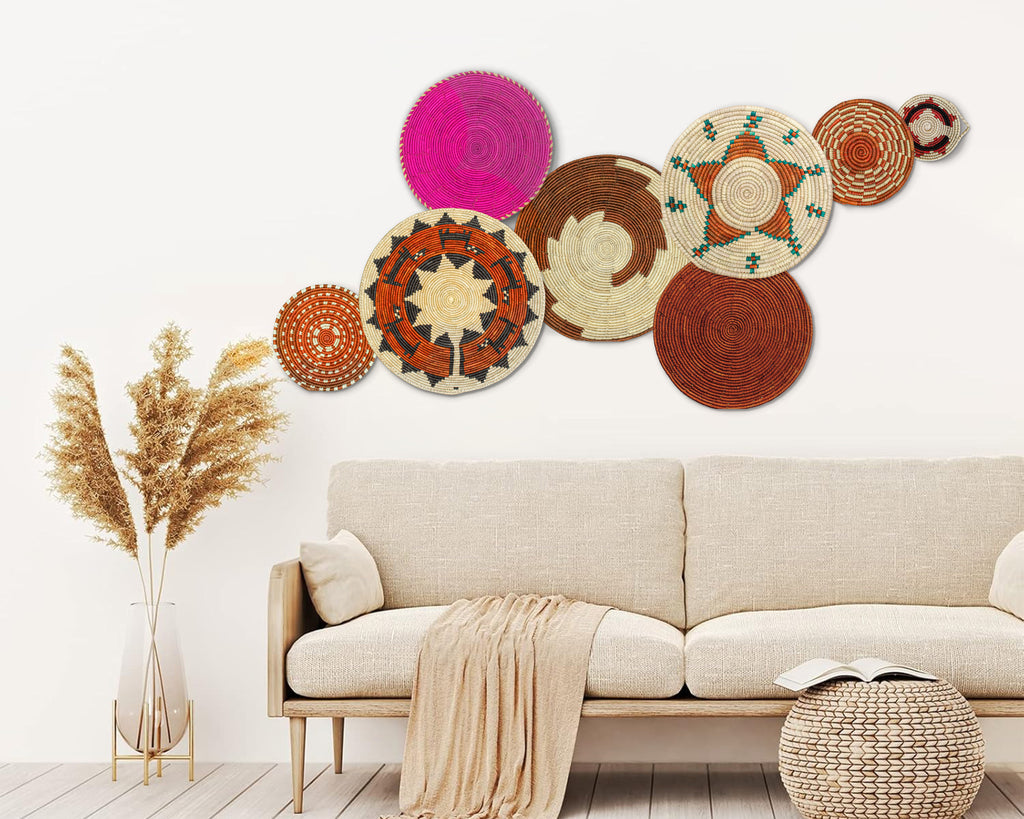 Set of 8 Handwoven wall baskets SET-352-8 N