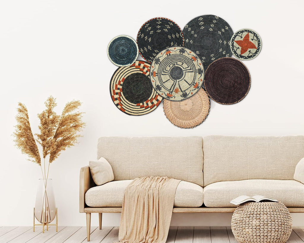 Set of 8 Handwoven wall baskets SET-345-8 N