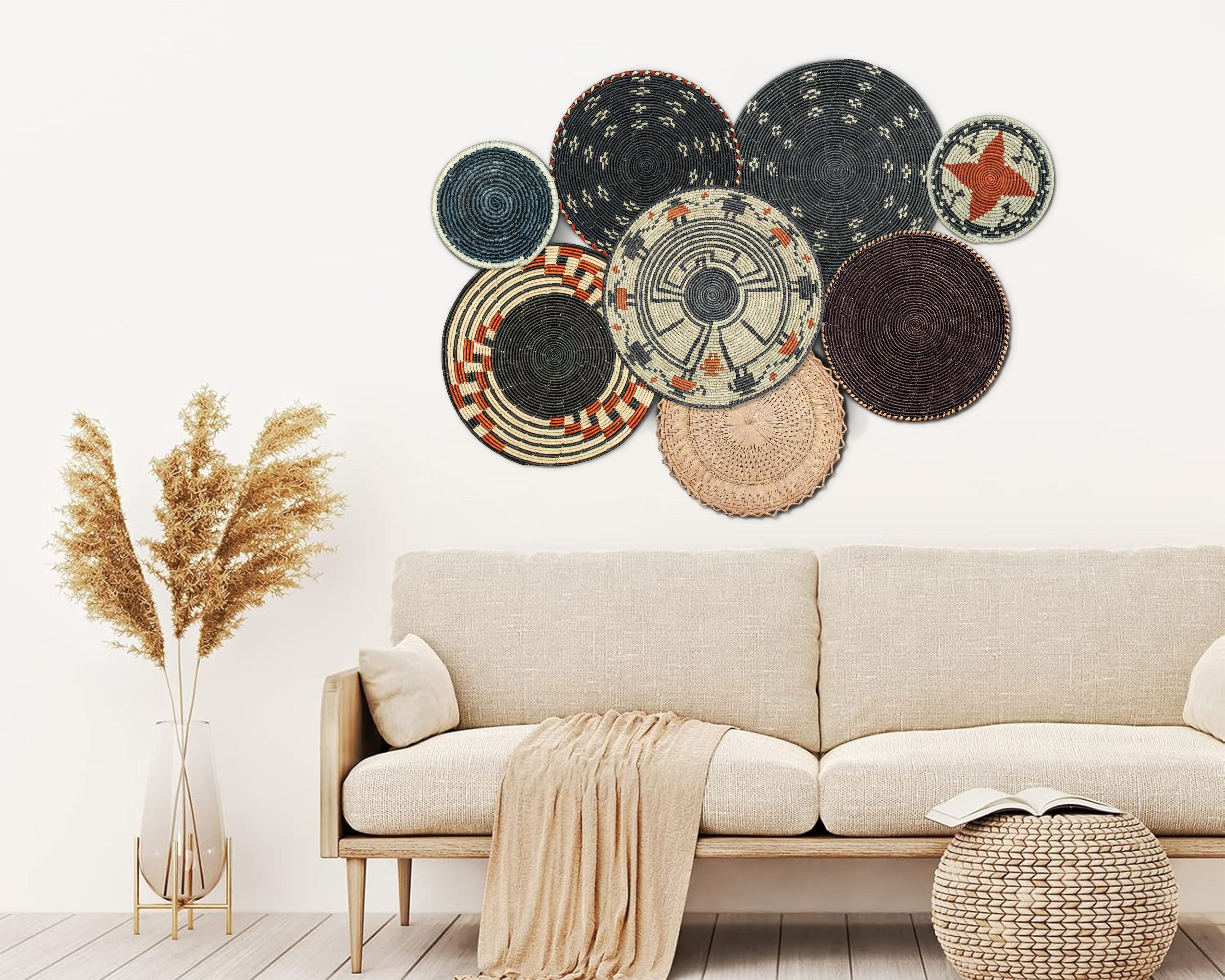 Set of 8 Handwoven wall baskets SET-345-8 N