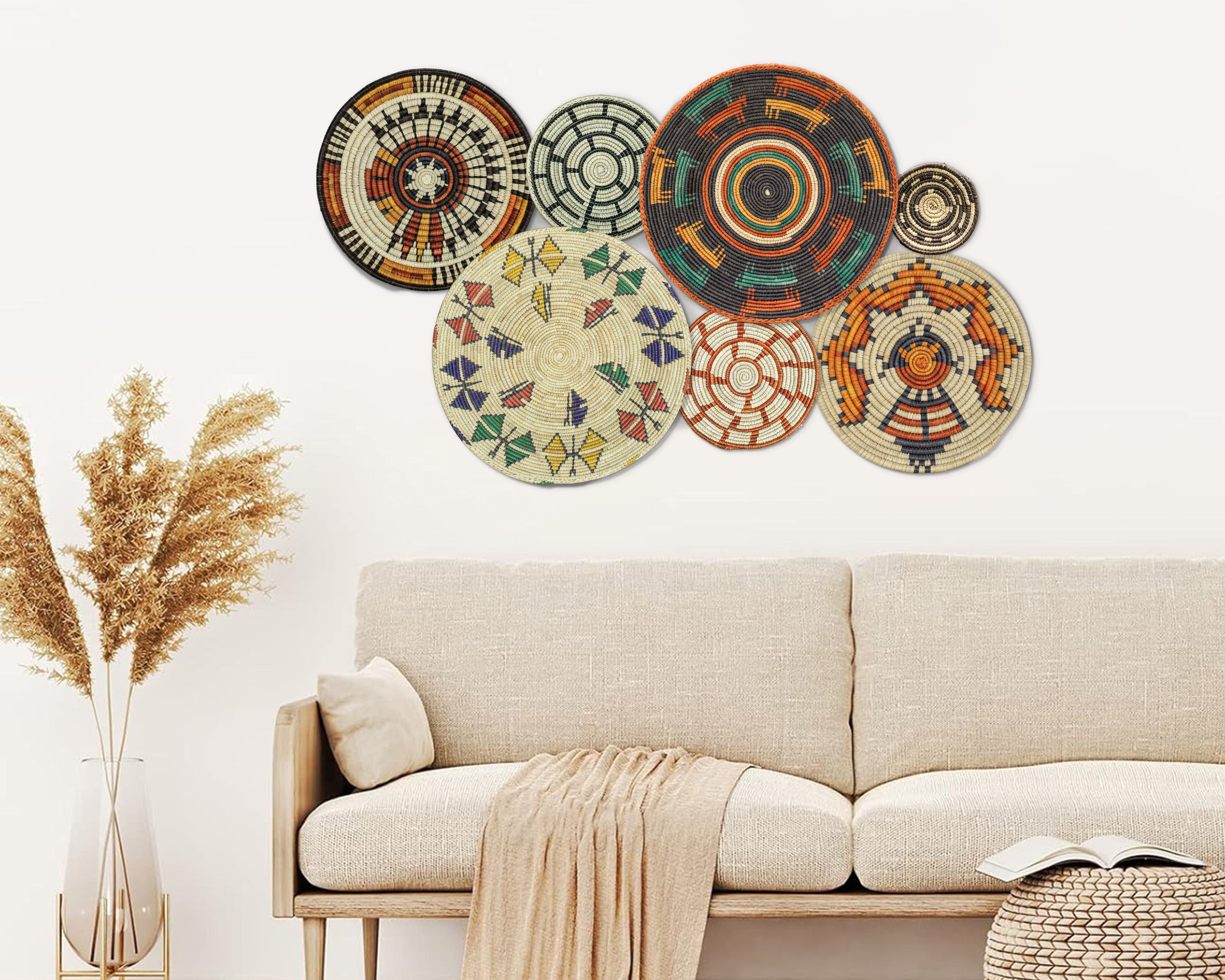 Set of 7 Handwoven wall baskets Set 40-7-N