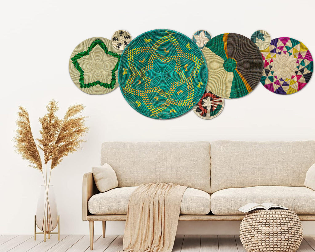 Set of 8 Handwoven wall baskets SET-330-8 N