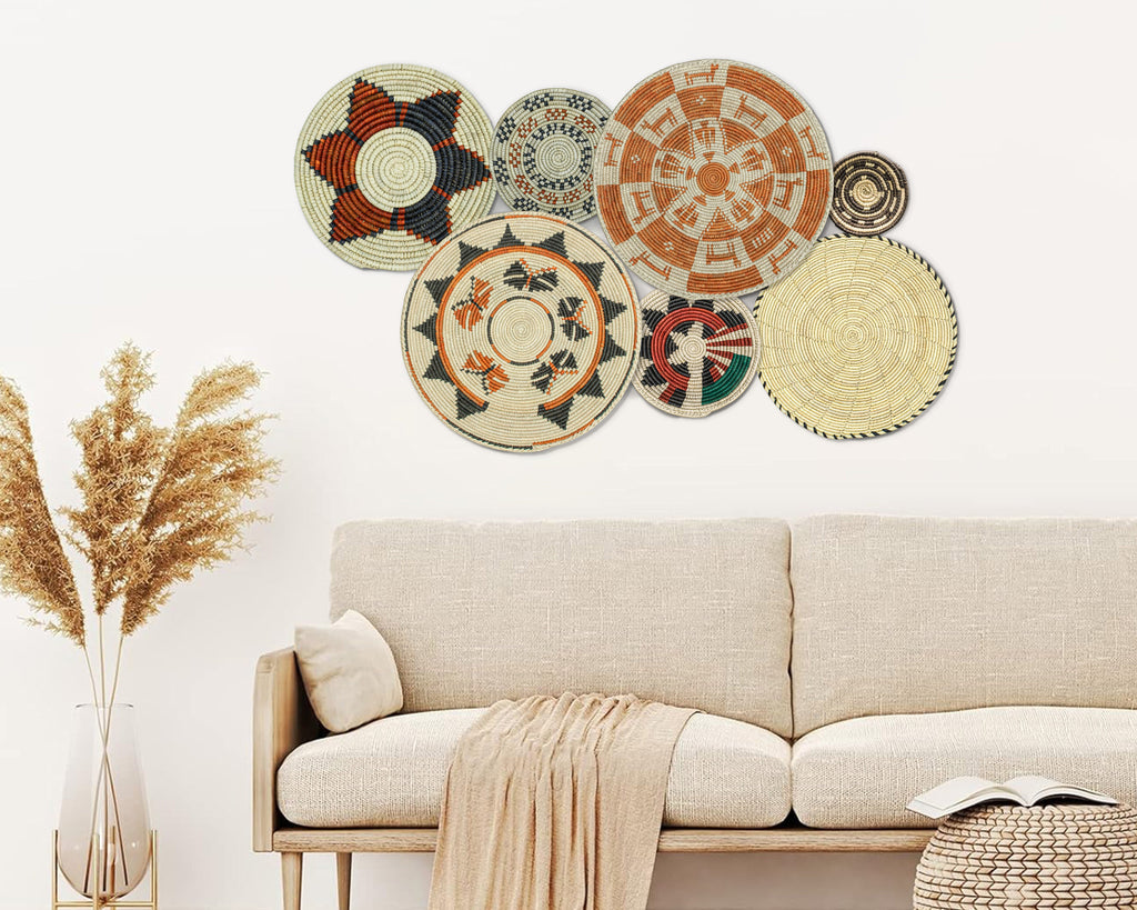 Set of 7 Handwoven wall baskets Set 49-7-N