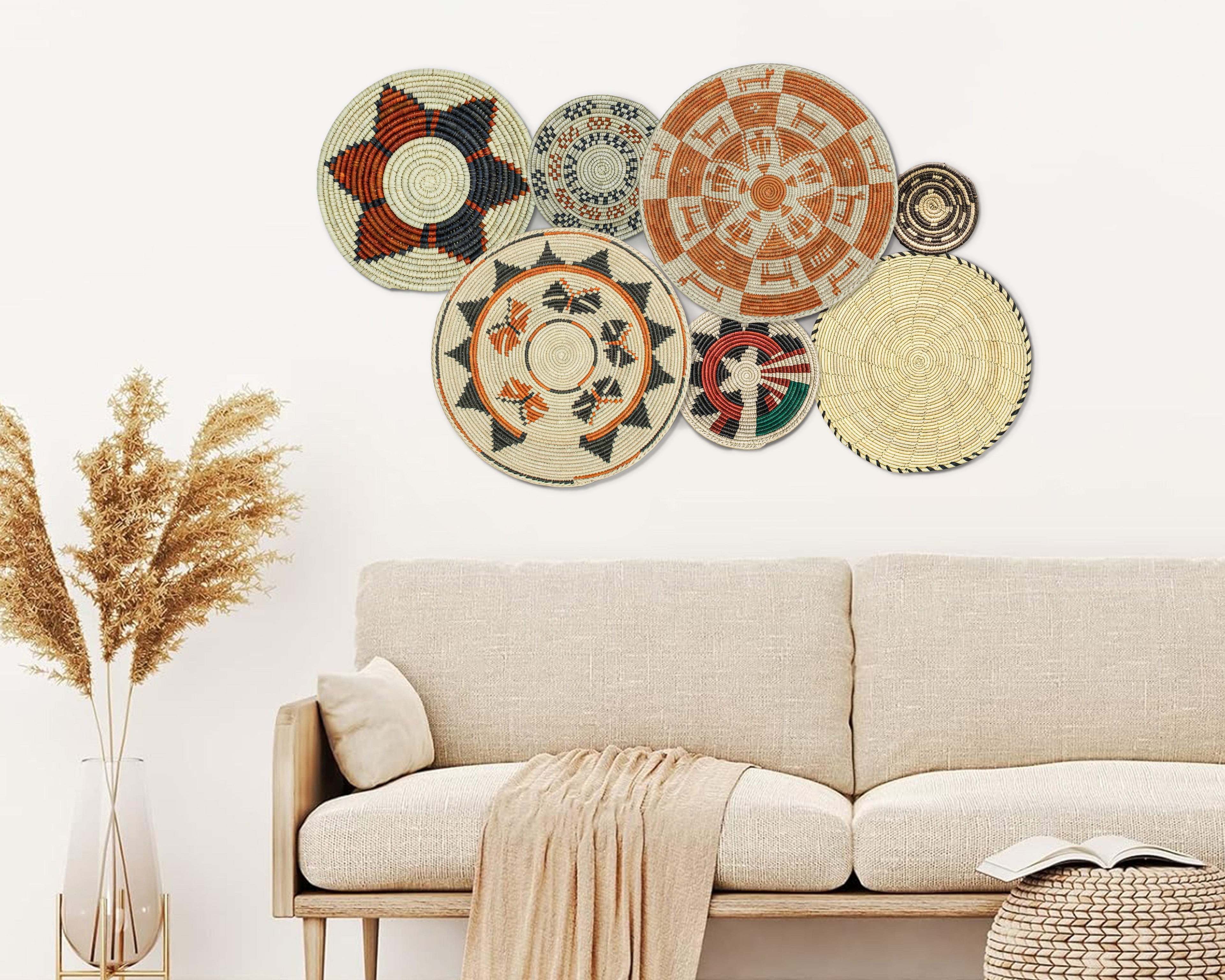 Set of 7 Handwoven wall baskets Set 49-7-N