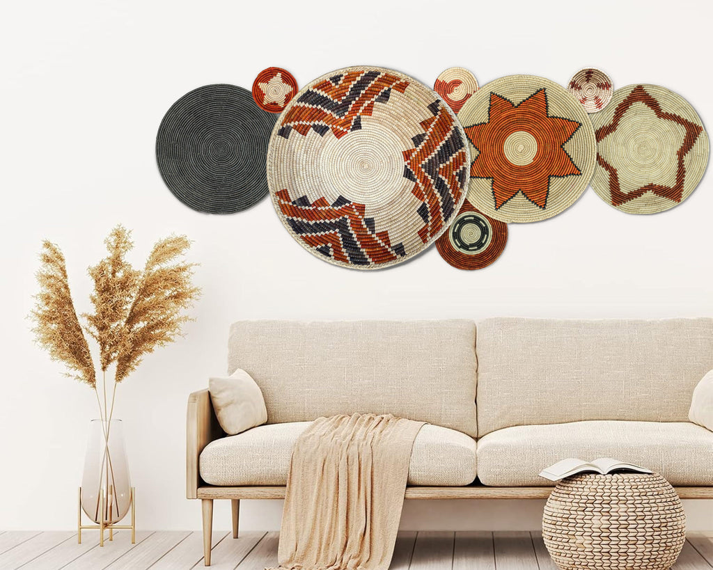 Set of 8 Handwoven wall baskets SET-326-8 N