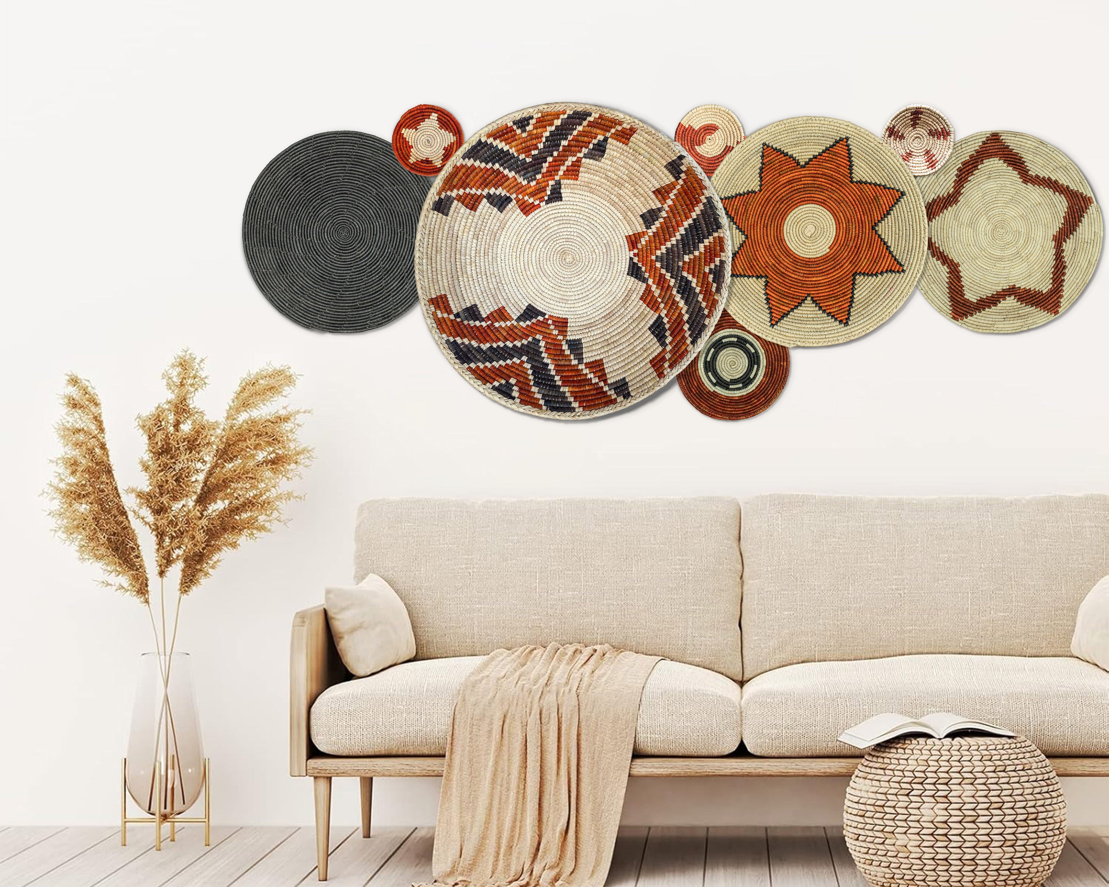 Set of 8 Handwoven wall baskets SET-326-8 N