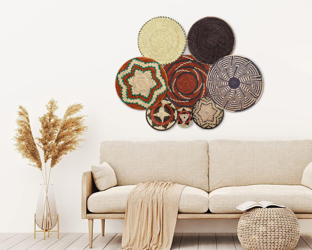 Set of 8 Handwoven wall baskets SET-355-8 N