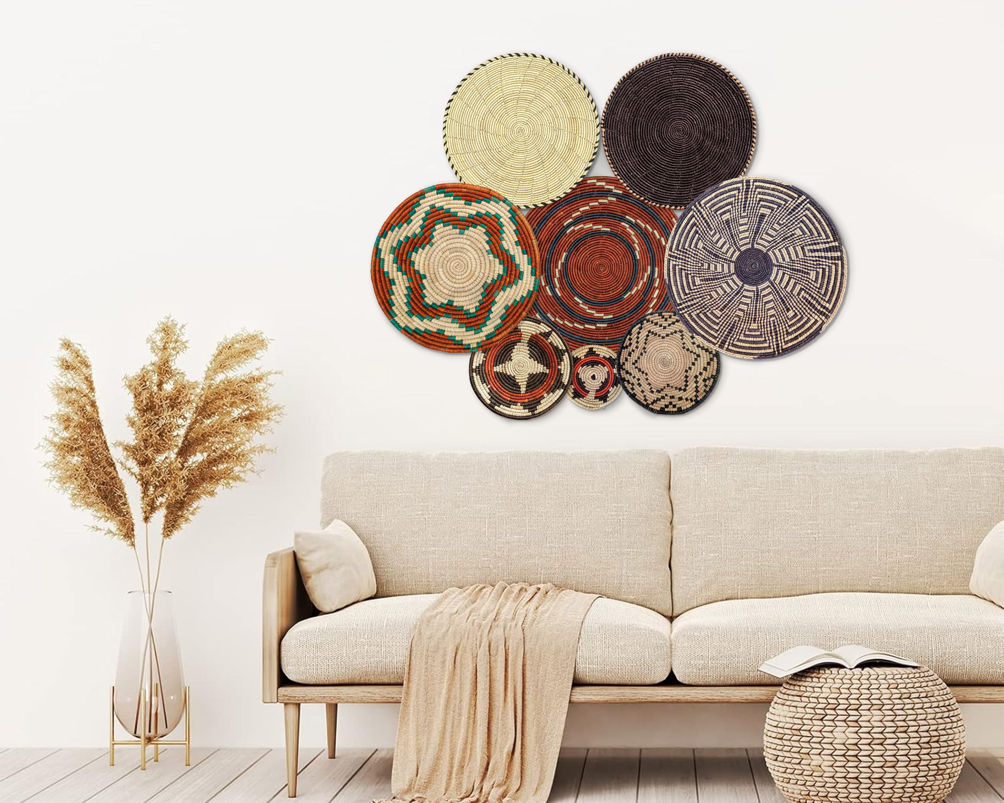 Set of 8 Handwoven wall baskets SET-355-8 N