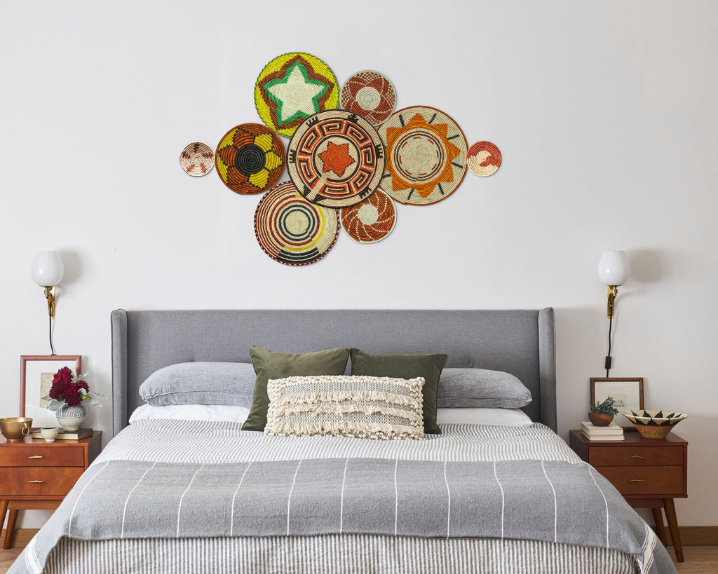 Set of 9 Handwoven wall baskets SET-18-9 N