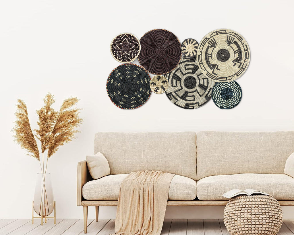 Set of 8 Handwoven wall baskets SET-243-8 N