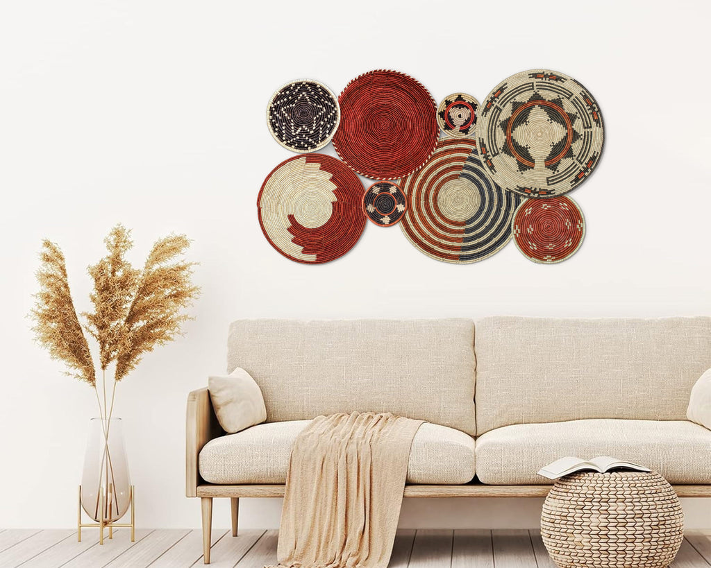 Set of 8 Handwoven wall baskets SET-241-8 N