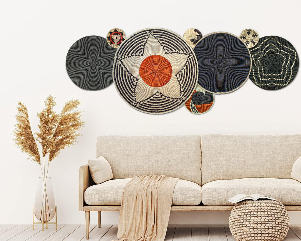 Set of 8 Handwoven wall baskets SET-327-8 N