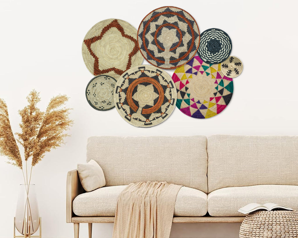 Set of 7 Handwoven wall baskets Set 44-7-N