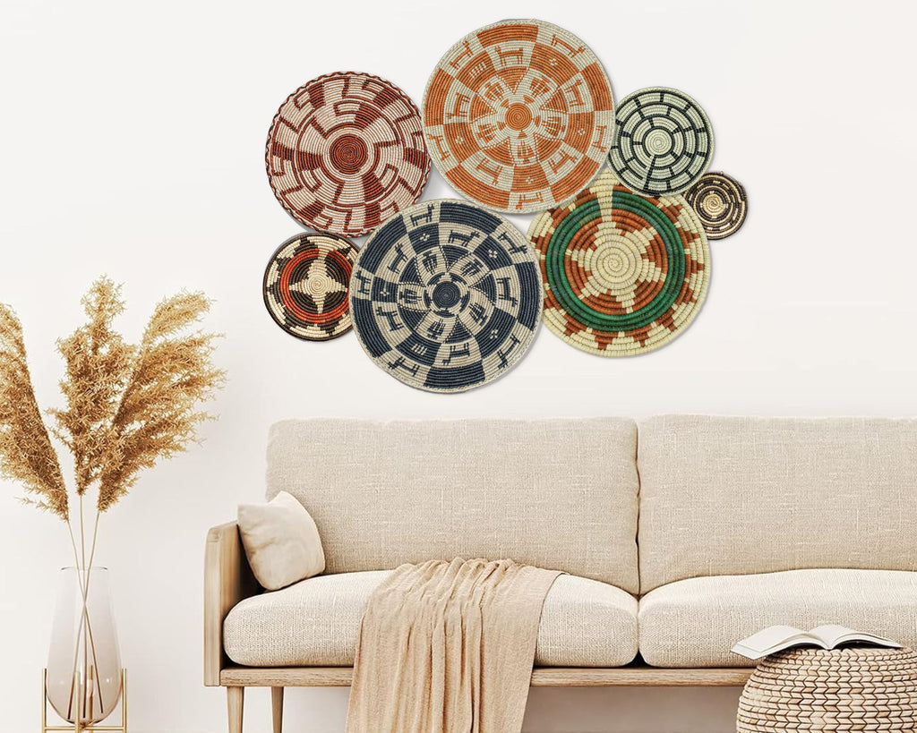 Set of 7 Handwoven wall baskets Set 45-7-N