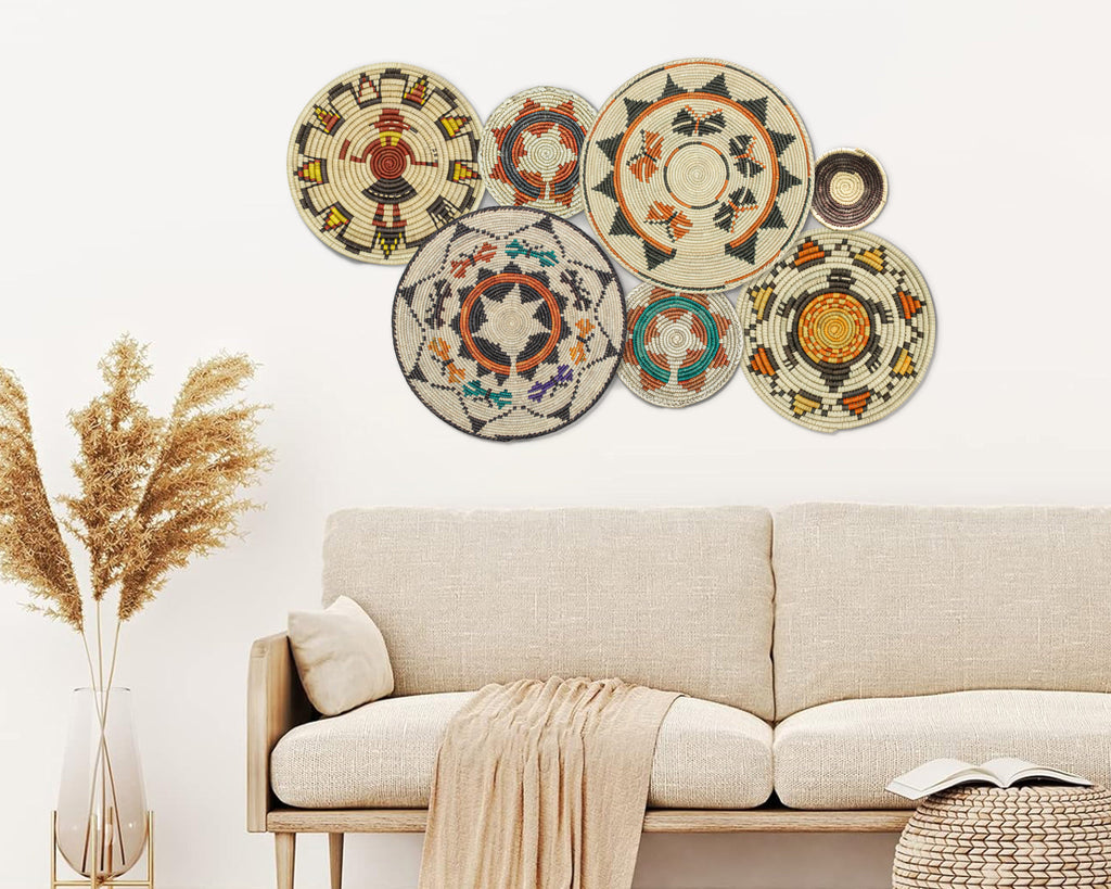 Set of 7 Handwoven wall baskets Set 39-7-N