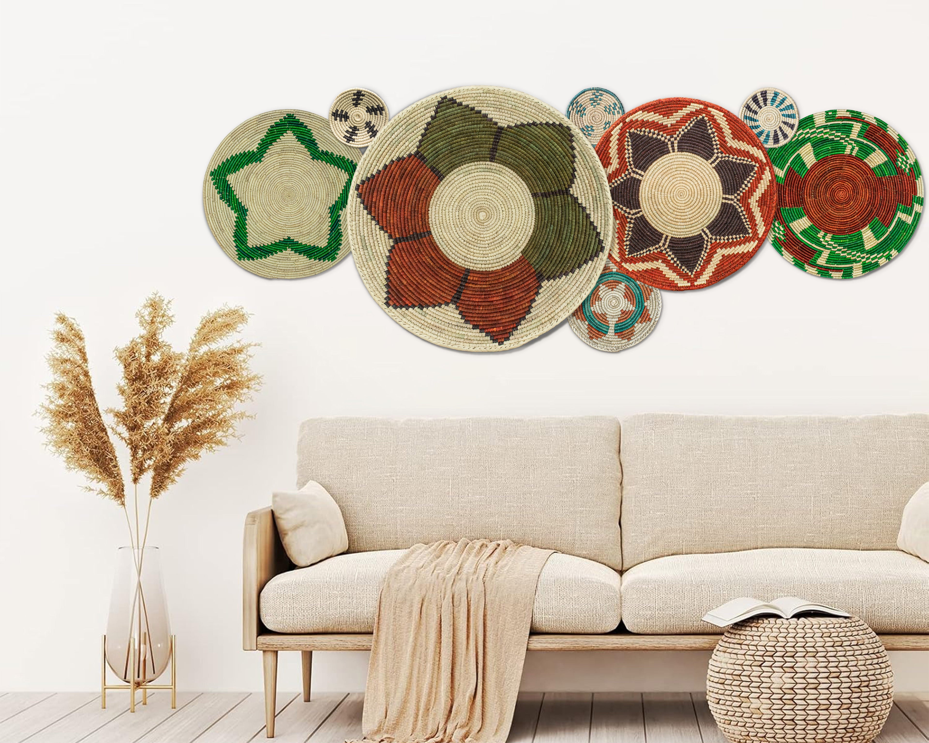 Set of 8 Handwoven wall baskets SET-329-8 N