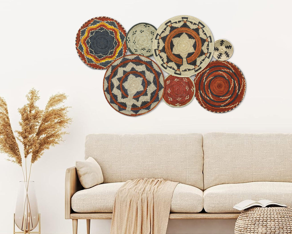 Set of 7 Handwoven wall baskets Set 44-7-N