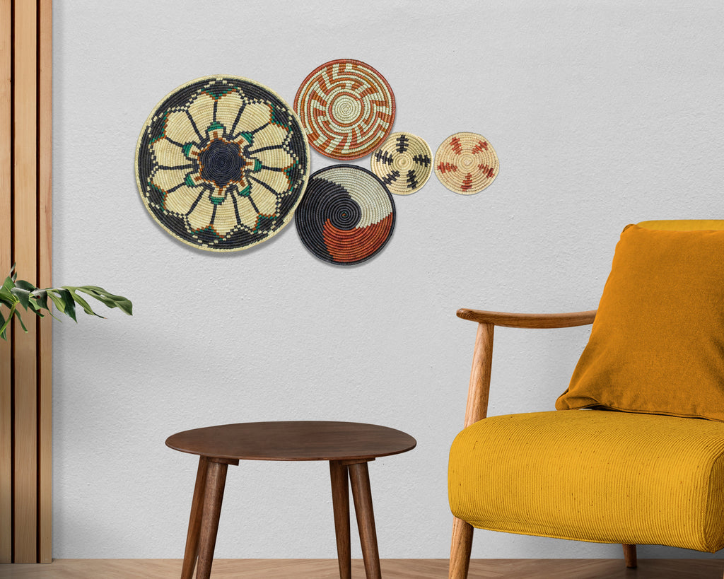 Set of 5 Handwoven wall baskets SET-67-5 N