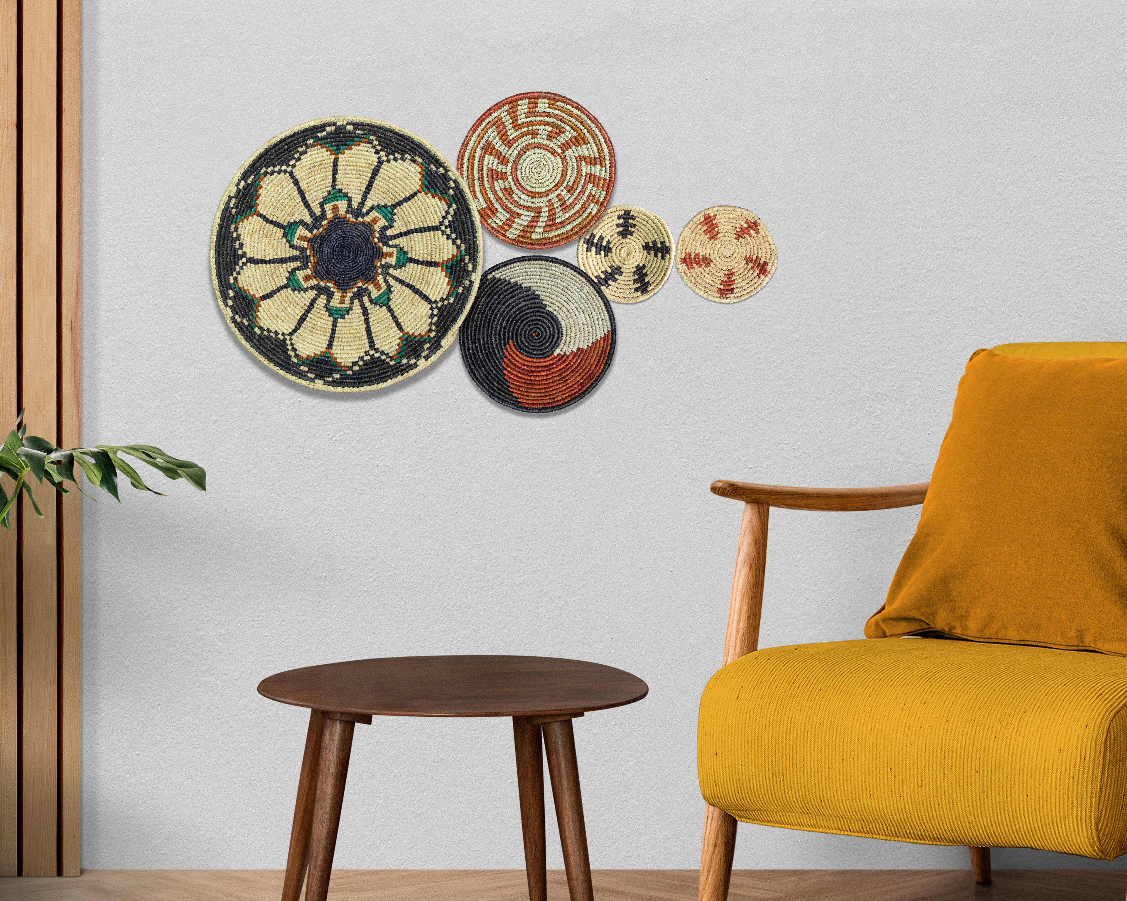 Set of 5 Handwoven wall baskets SET-67-5 N