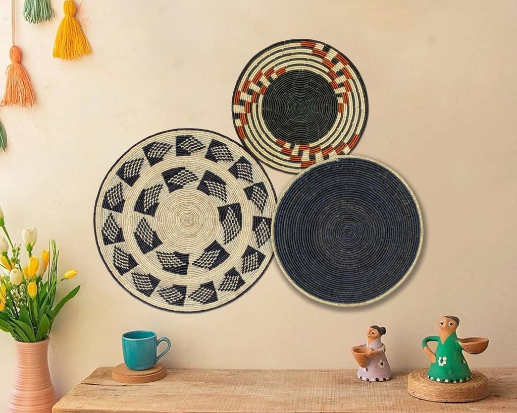 Set of 3 Handwoven wall baskets SET-201-3 N