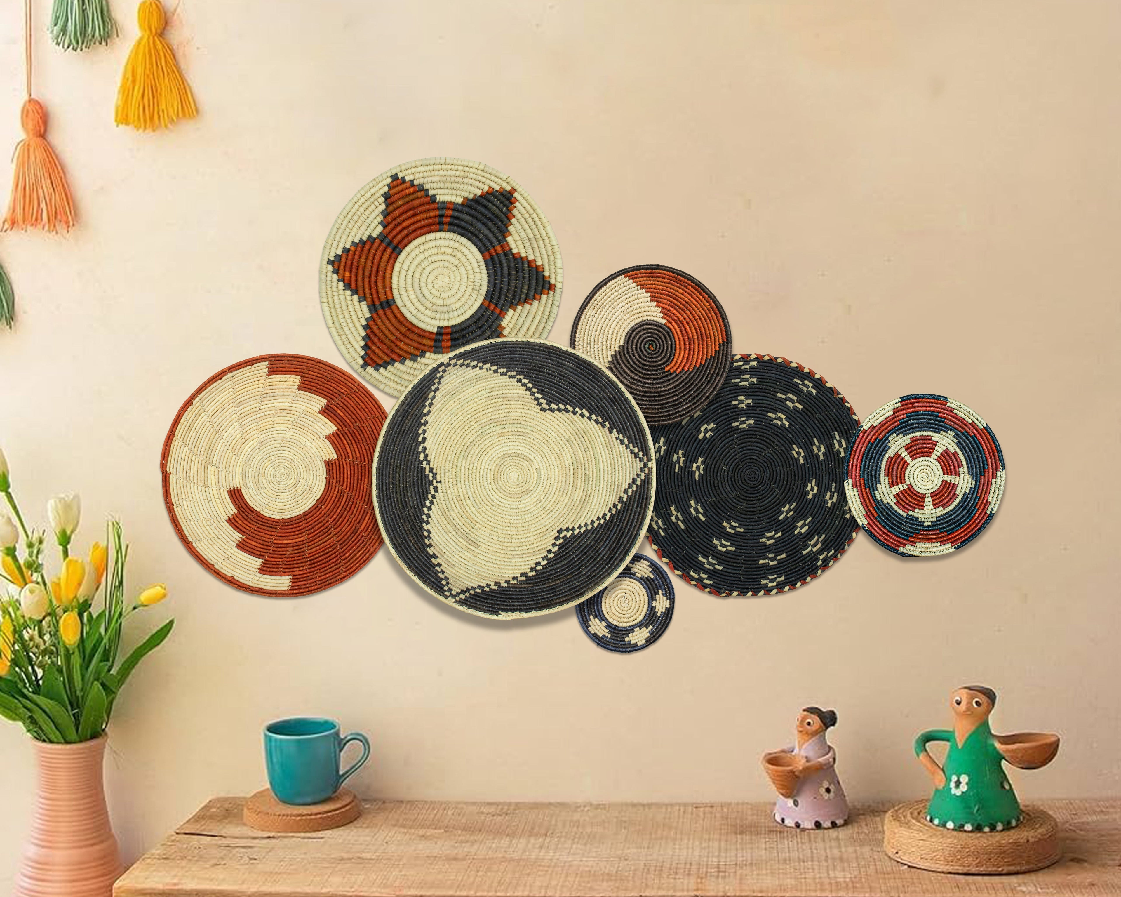 Set of 7 Handwoven wall baskets Set 319-7-N