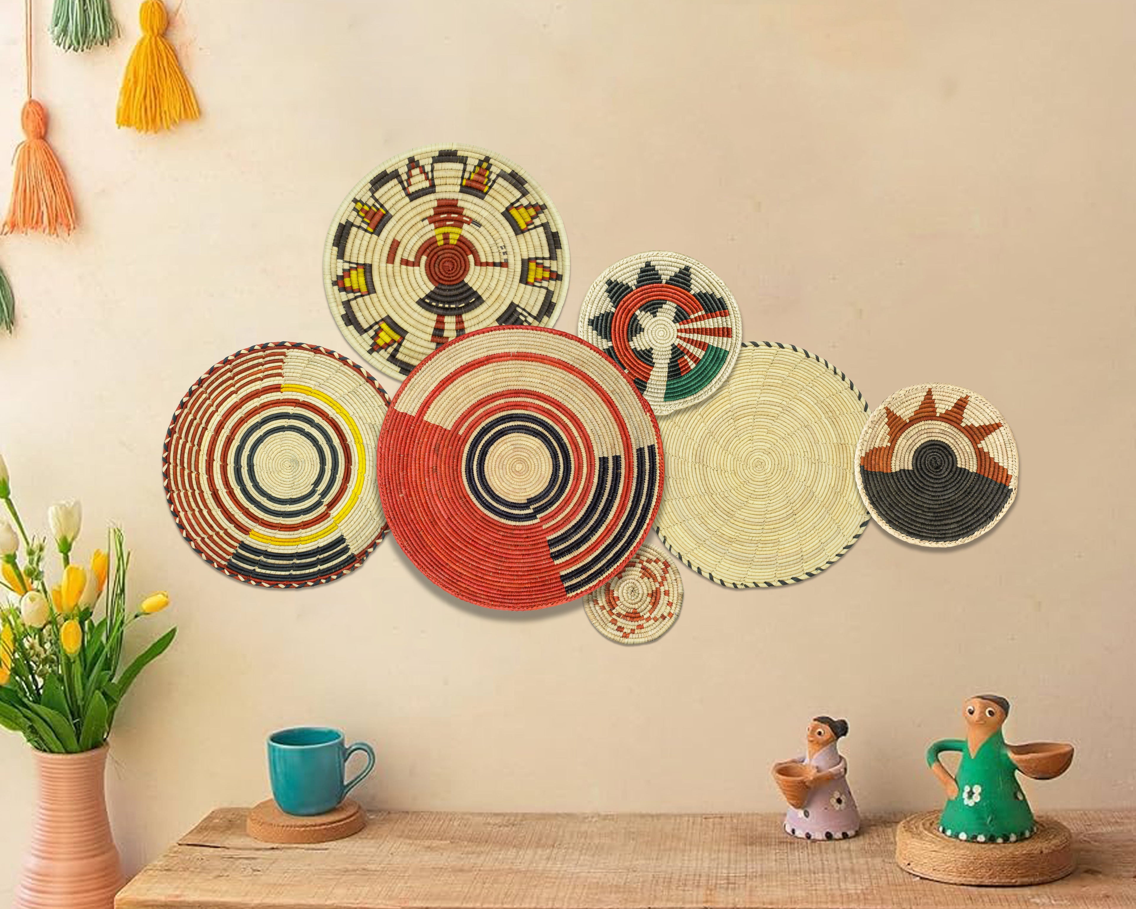 Set of 7 Handwoven wall baskets Set 317-7-N