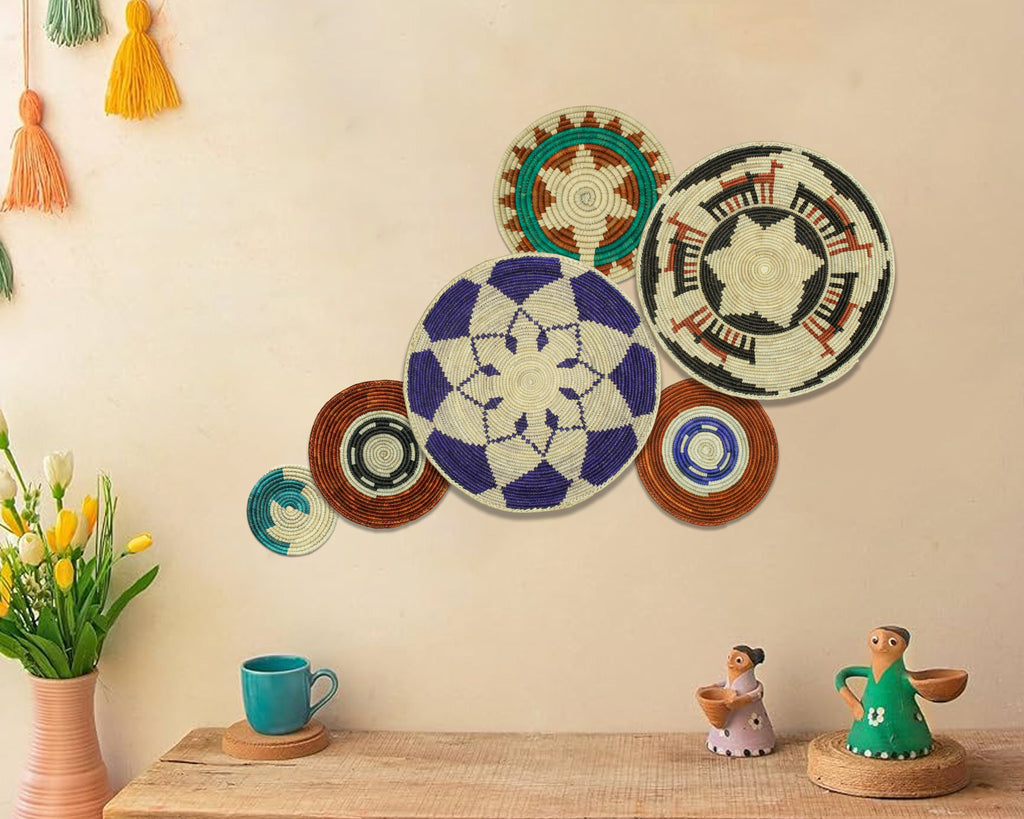 Set of 6 Handwoven wall baskets SET-293-6 N