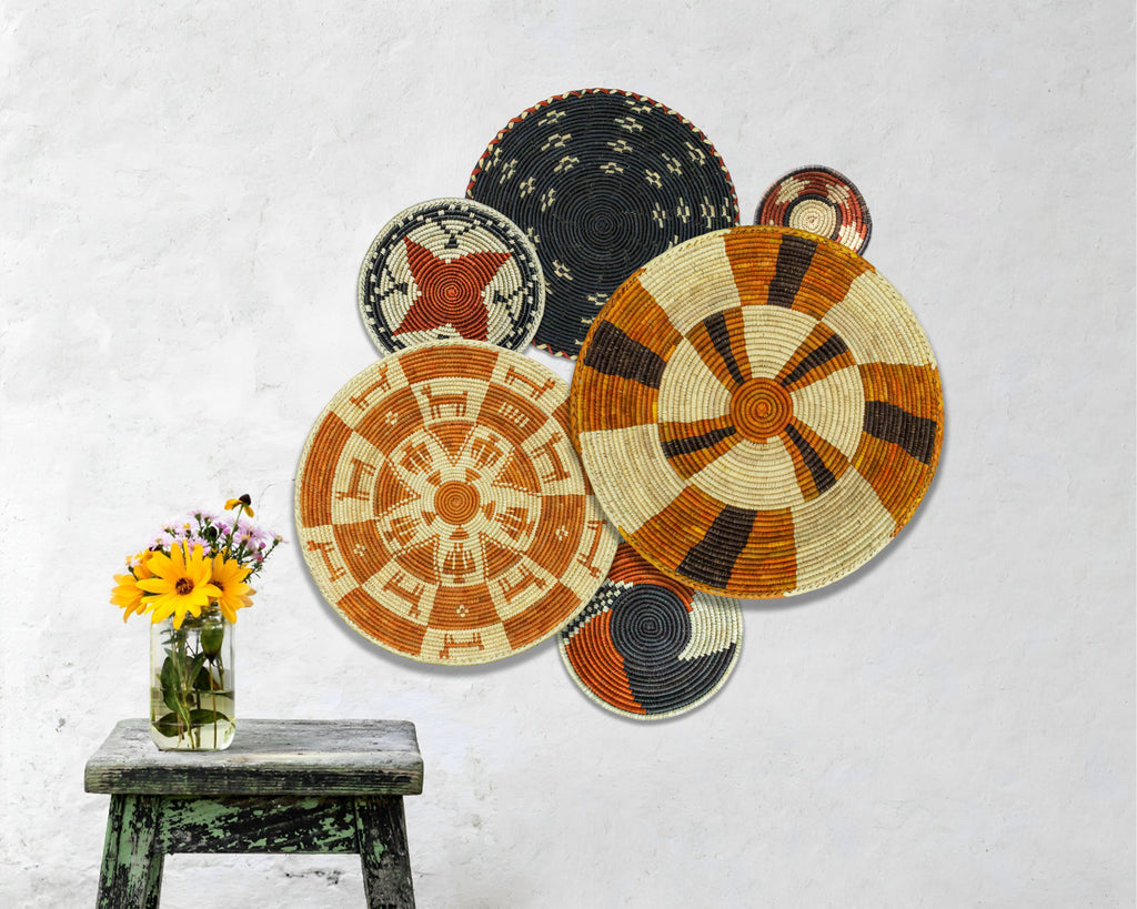 Set of 6 Handwoven wall baskets SET-271-6 N