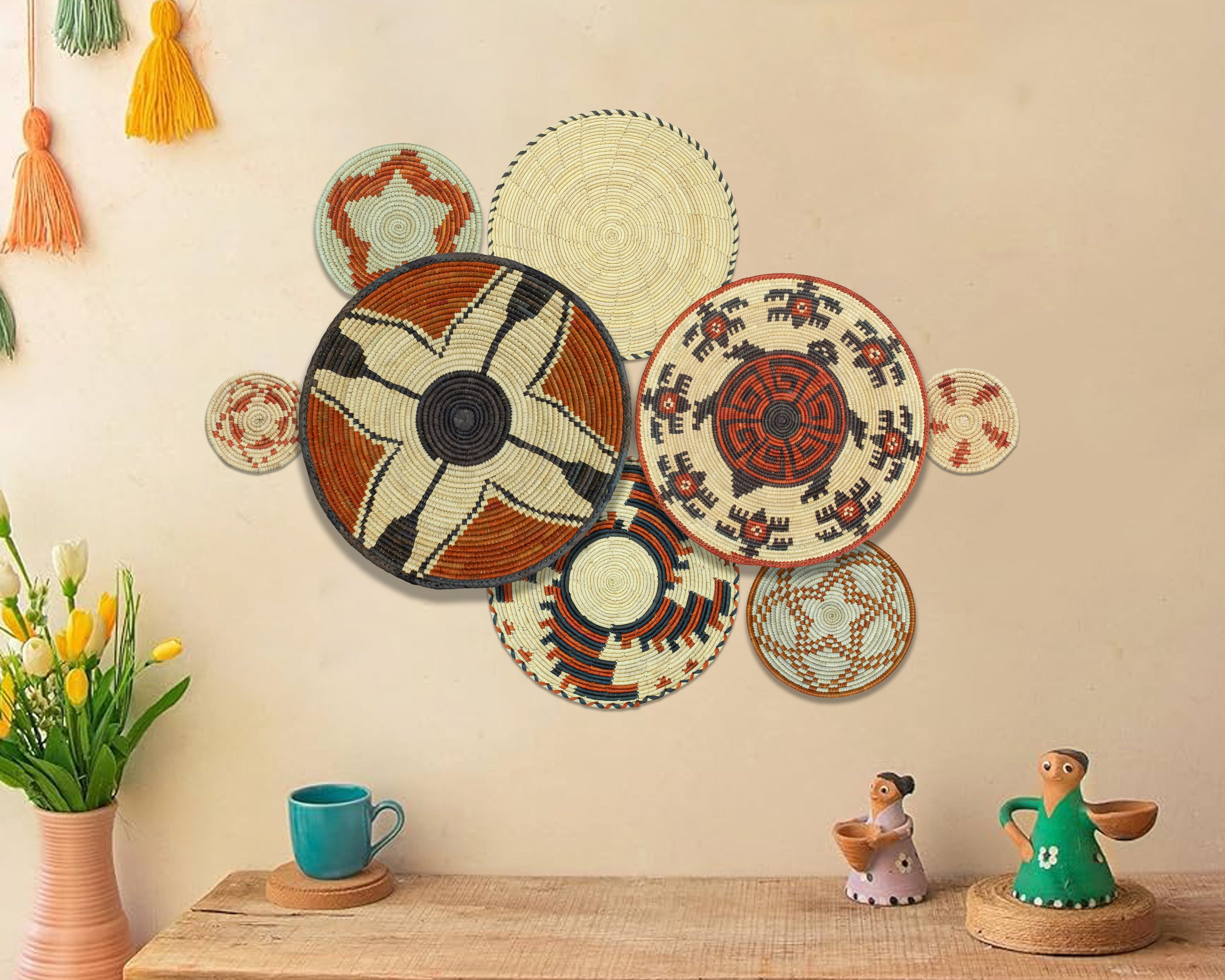 Set of 8 Handwoven wall baskets SET-358-8 N