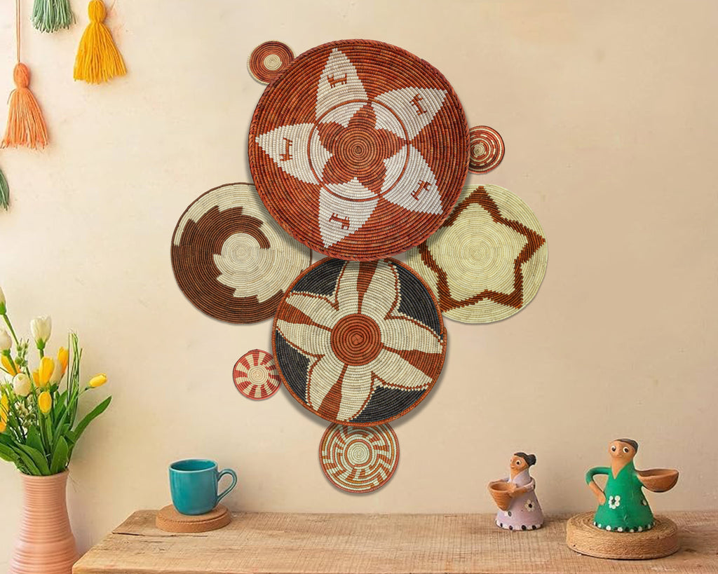 Set of 8 Handwoven wall baskets SET-332-8 N