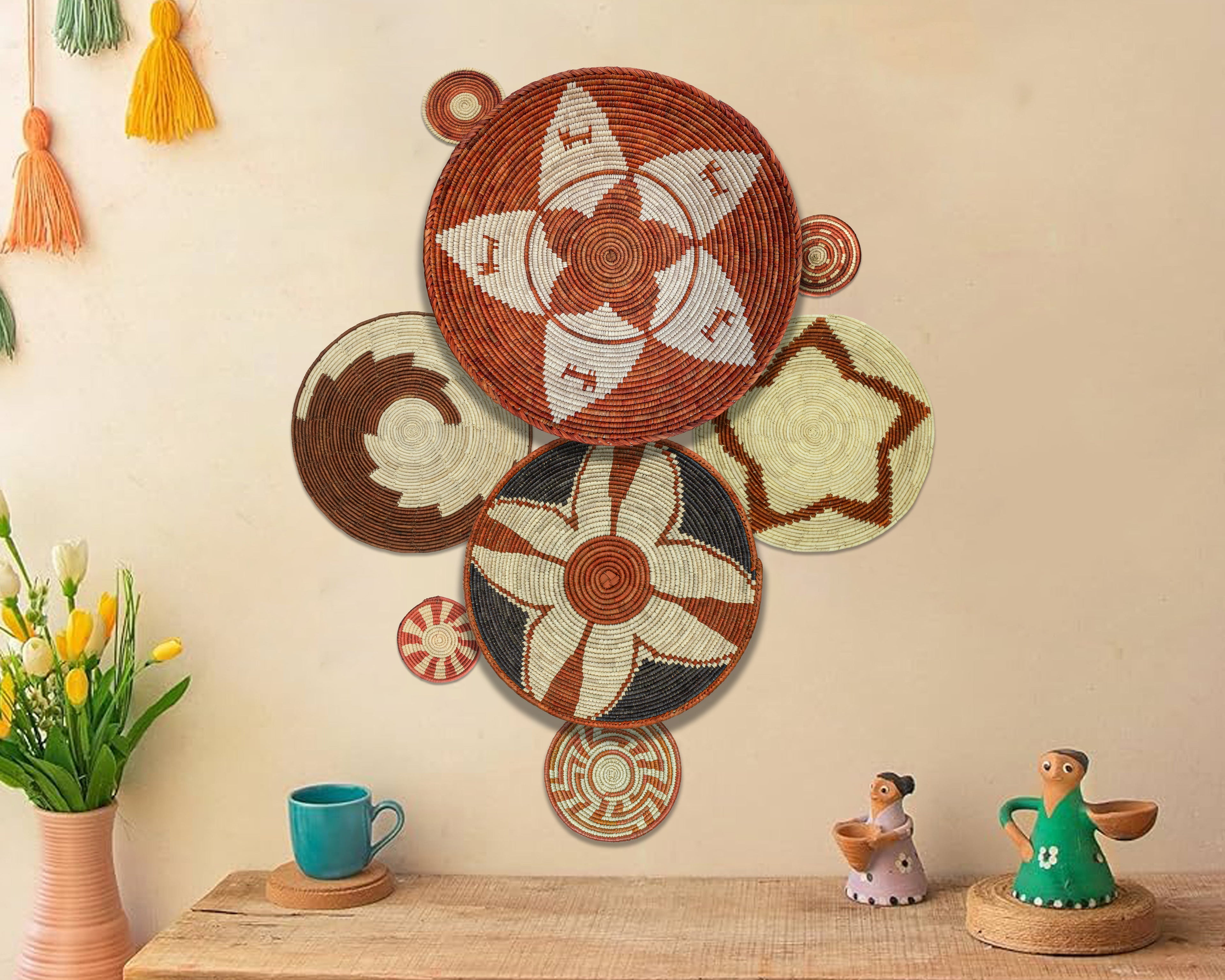 Set of 8 Handwoven wall baskets SET-332-8 N