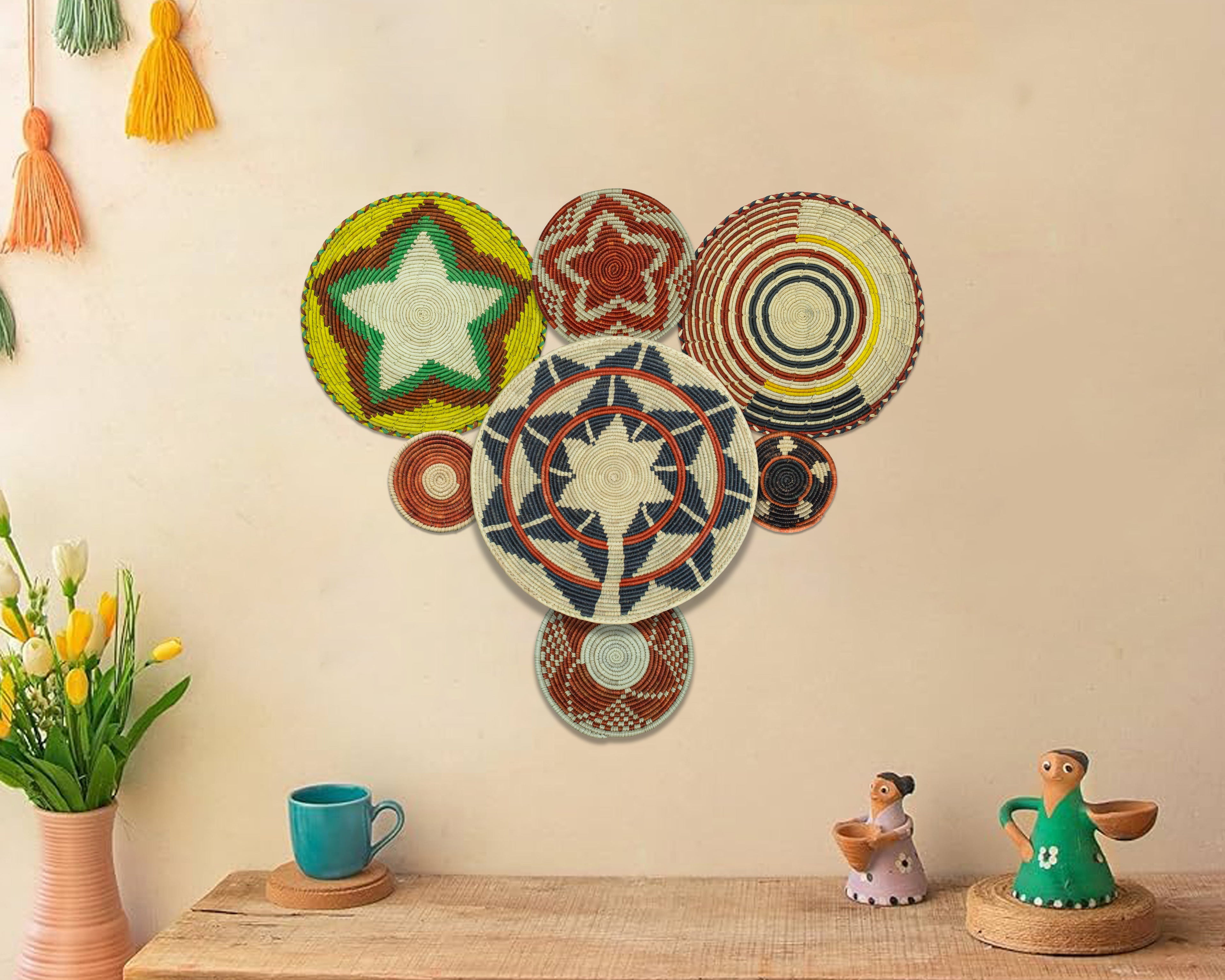 Set of 7 Handwoven wall baskets Set 321-7-N