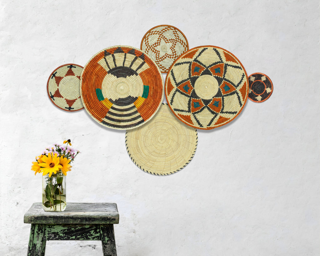 Set of 6 Handwoven wall baskets SET-398-6 N