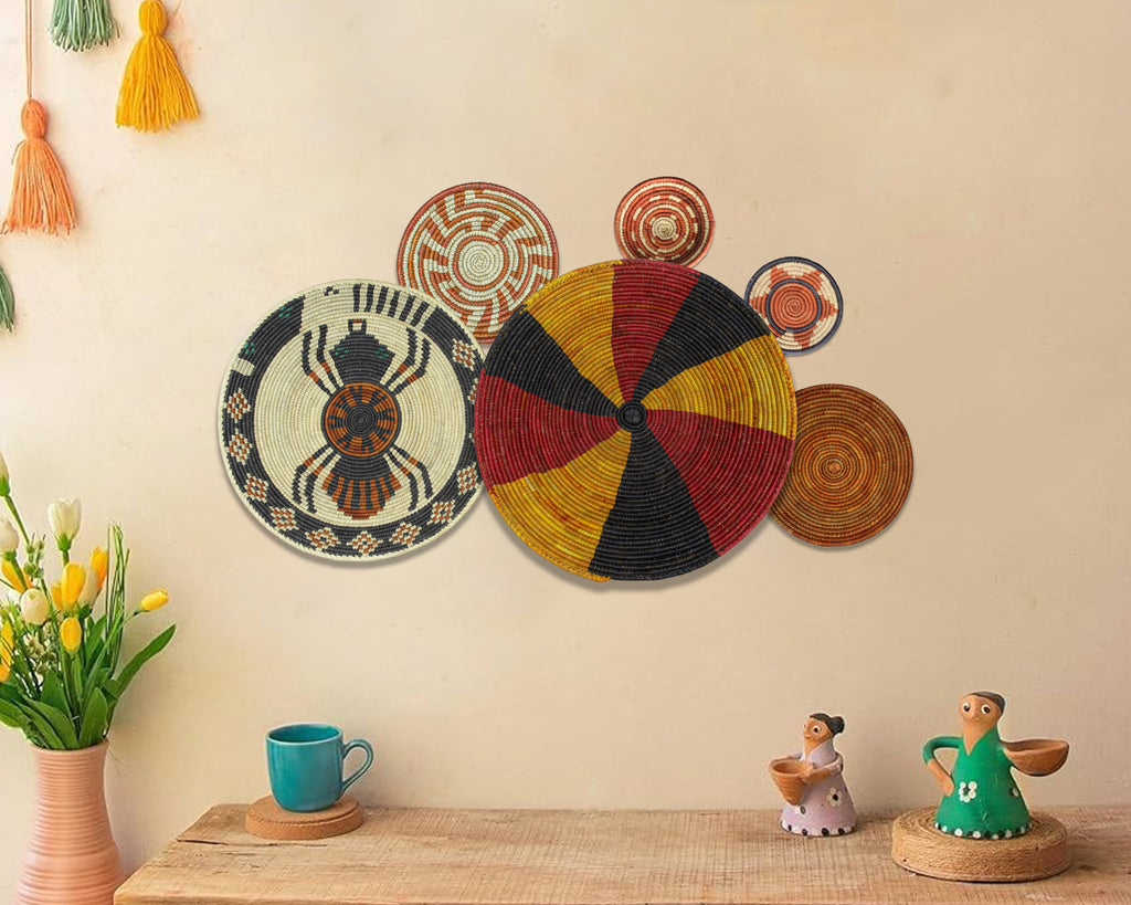 Set of 6 Handwoven wall baskets SET-375-6 N