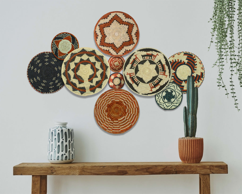 Set of 10 Handwoven wall baskets SET-405-10 N