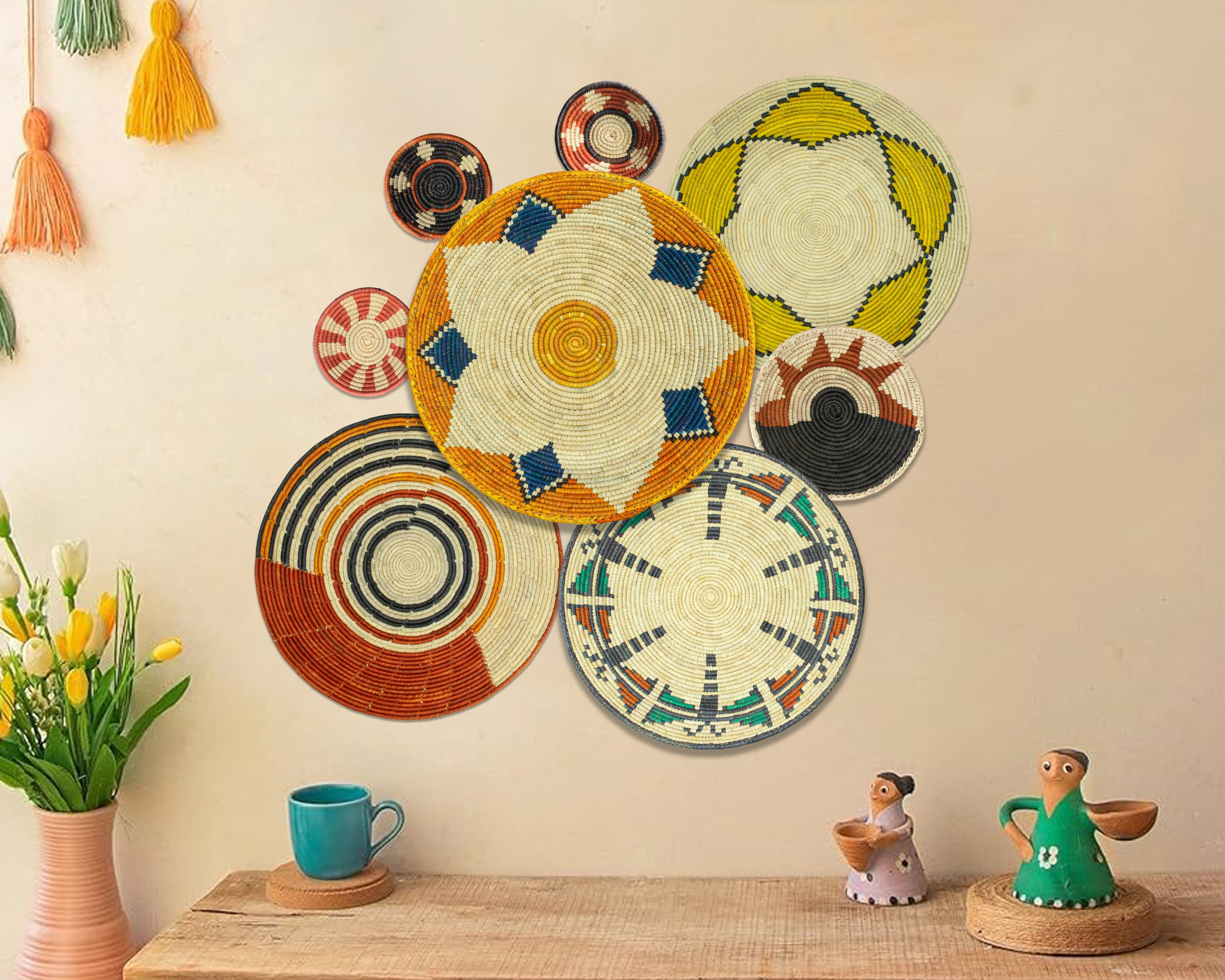 Set of 8 Handwoven wall baskets SET-334-8 N