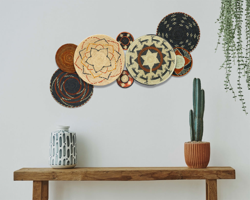 Set of 8 Handwoven wall baskets SET-251-8 N