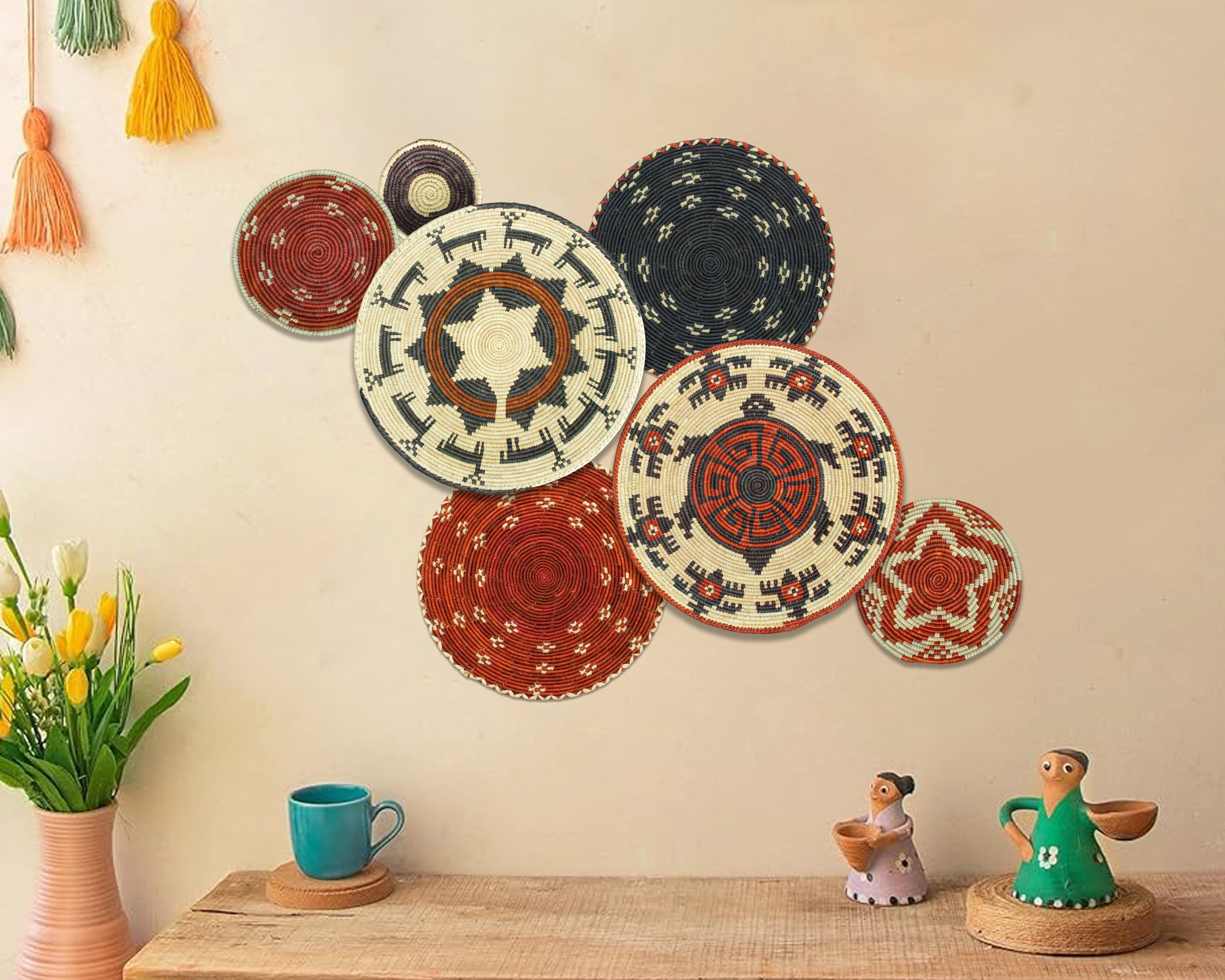 Set of 7 Handwoven wall baskets Set 314-7-N