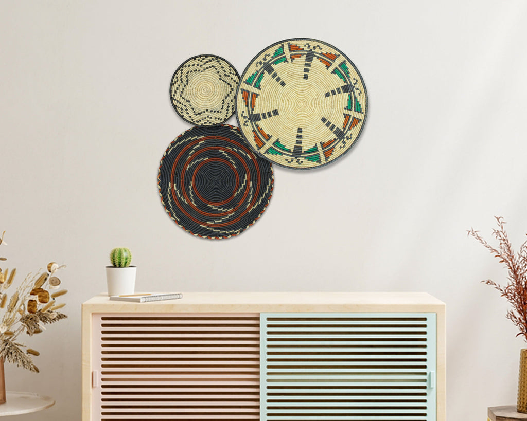 Set of 3 Handwoven wall baskets SET-213-3 N