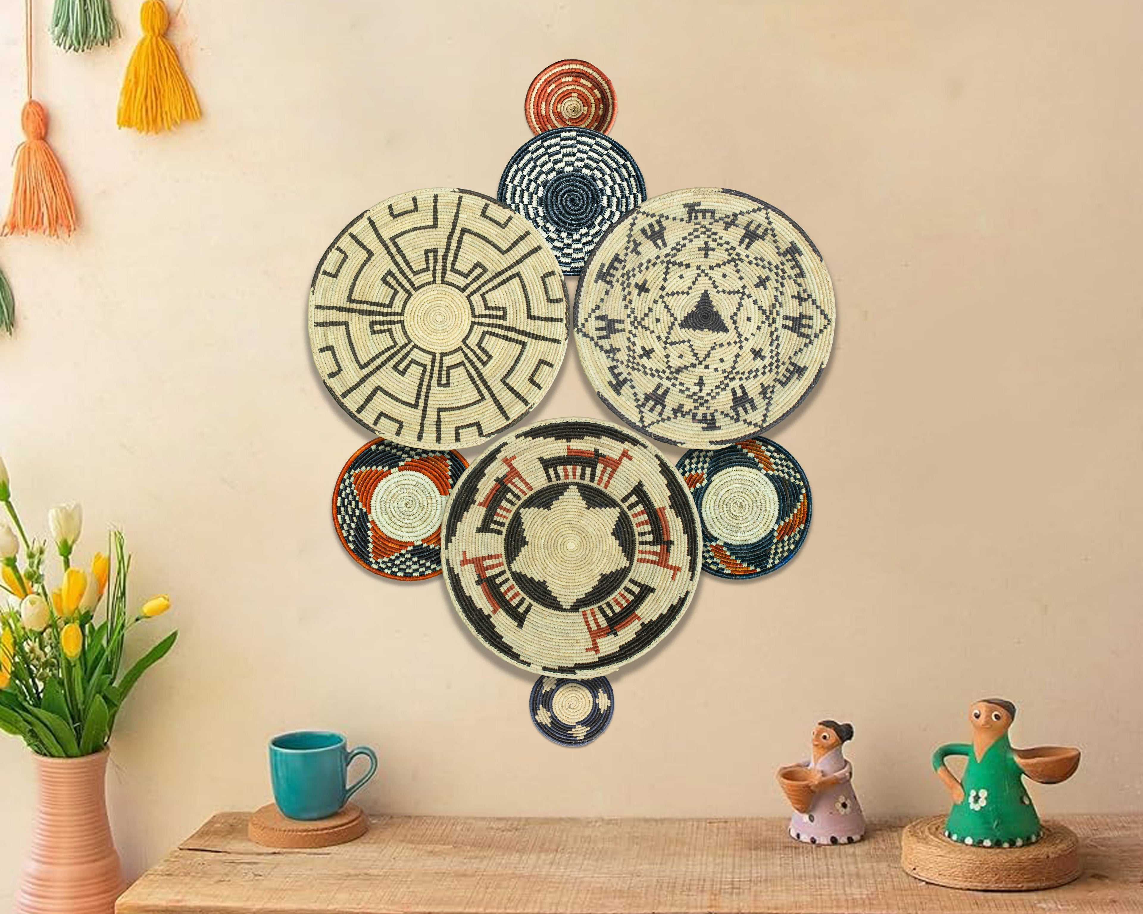 Set of 8 Handwoven wall baskets SET-364-8 N