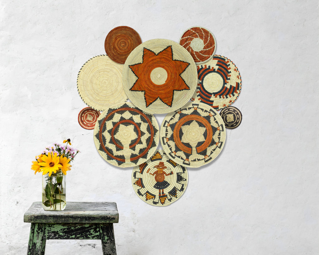 Set of 10 Handwoven wall baskets SET-400-10 N