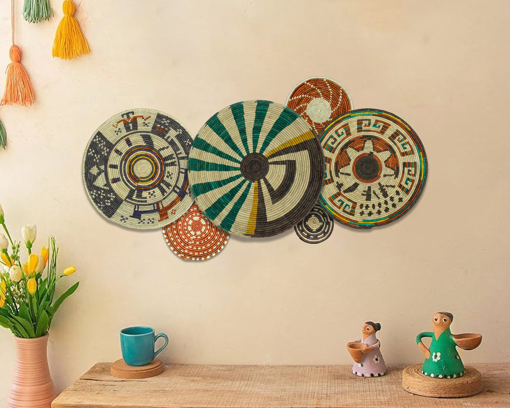 Set of 6 Handwoven wall baskets SET-297-6 N