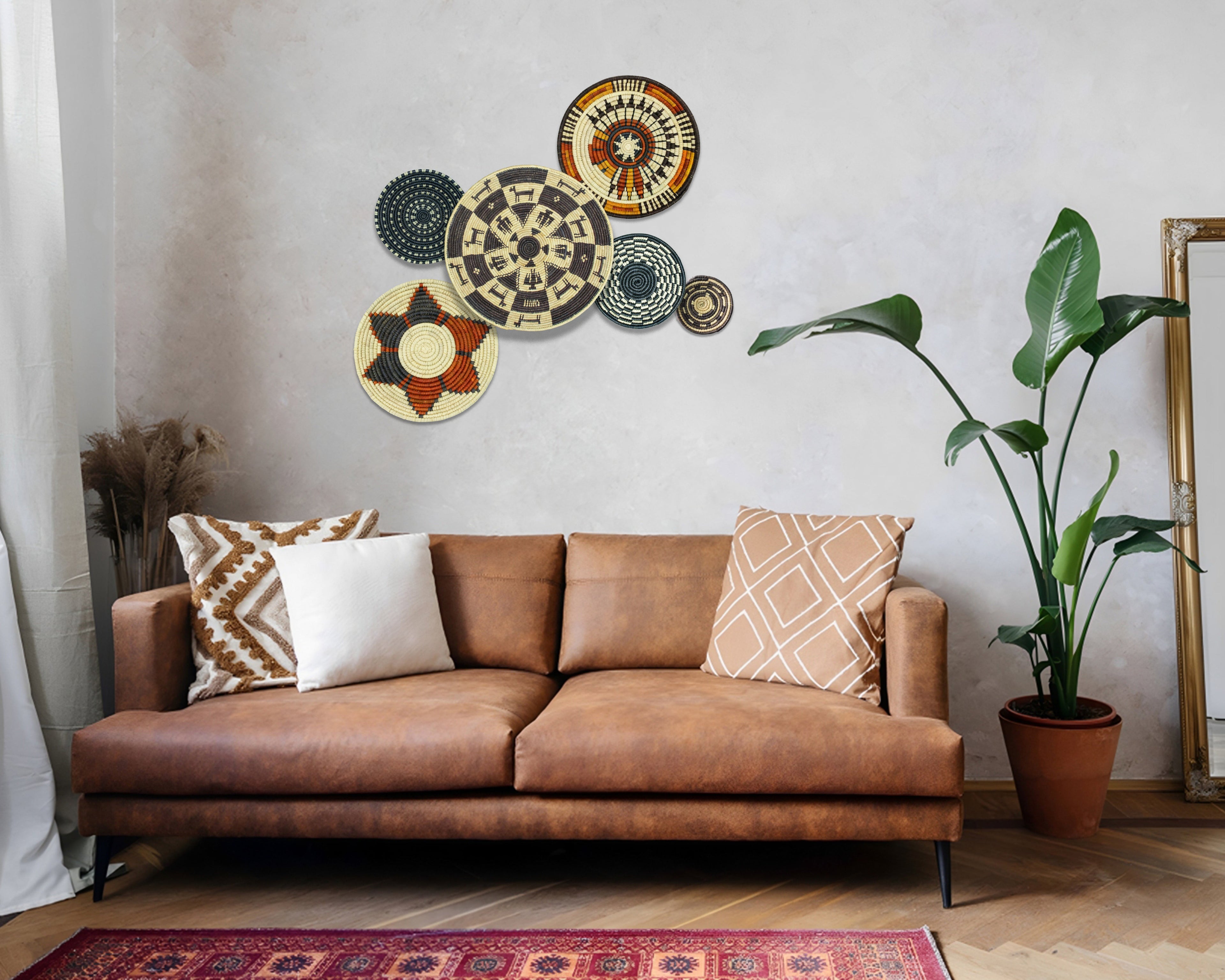 Set of 6 Handwoven wall baskets SET-393-6 N