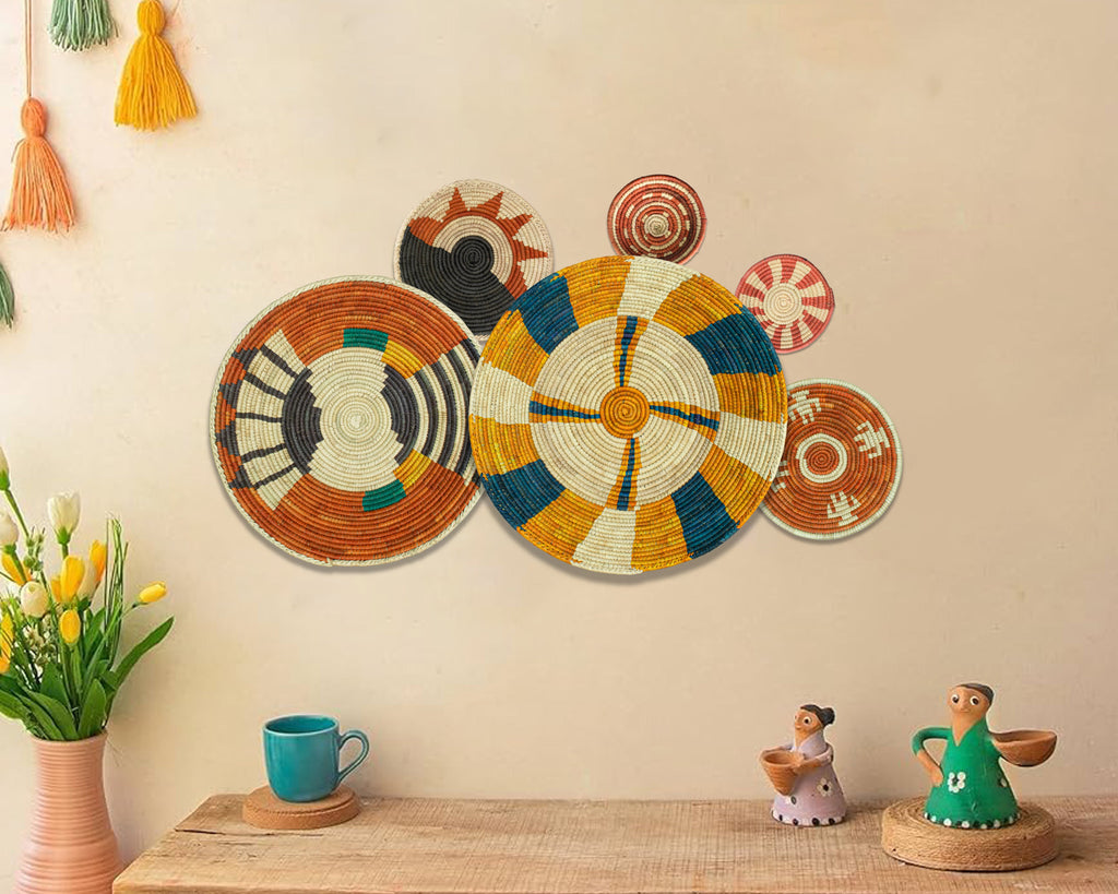 Set of 6 Handwoven wall baskets SET-378-6 N