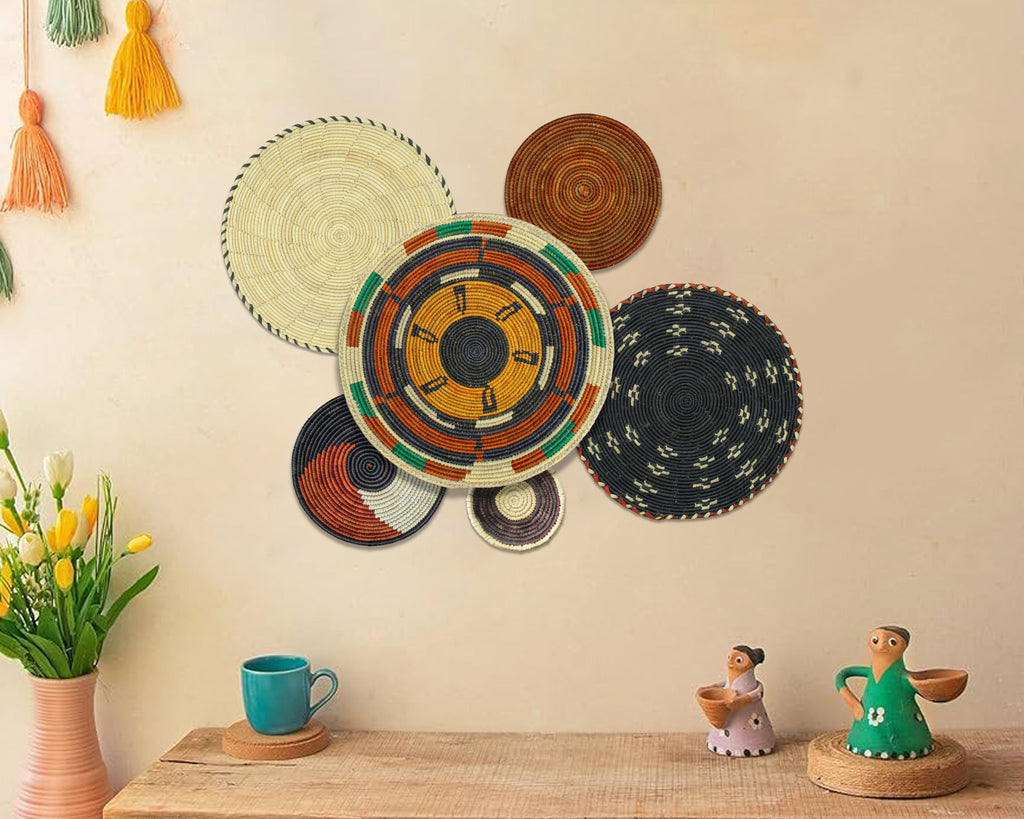 Set of 6 Handwoven wall baskets SET-386-6 N