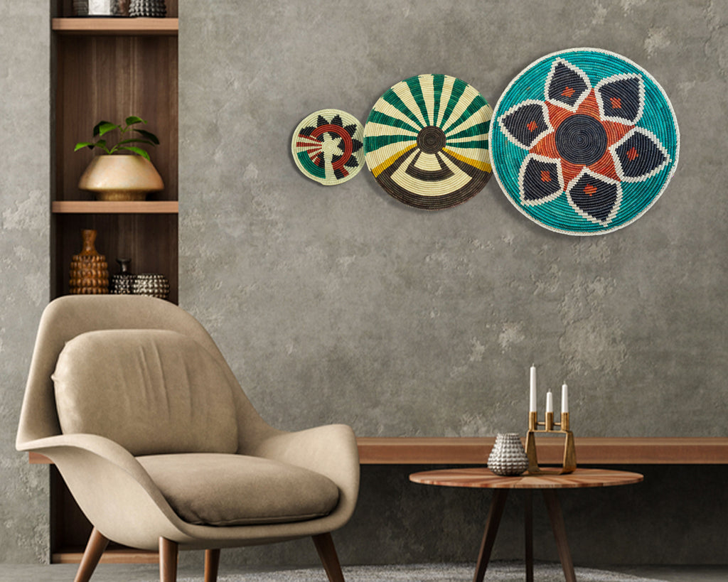 Set of 3 Handwoven wall baskets SET-206-3 N